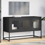 Mobile TV Nero 100,5x39x60,5 cm in Acciaio Laminato a Freddo
