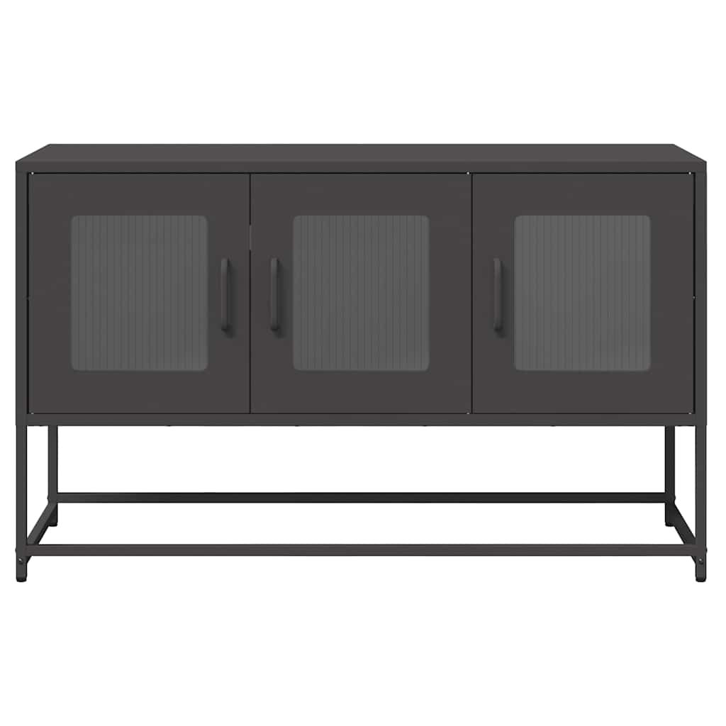 Mobile TV Nero 100,5x39x60,5 cm in Acciaio Laminato a Freddo