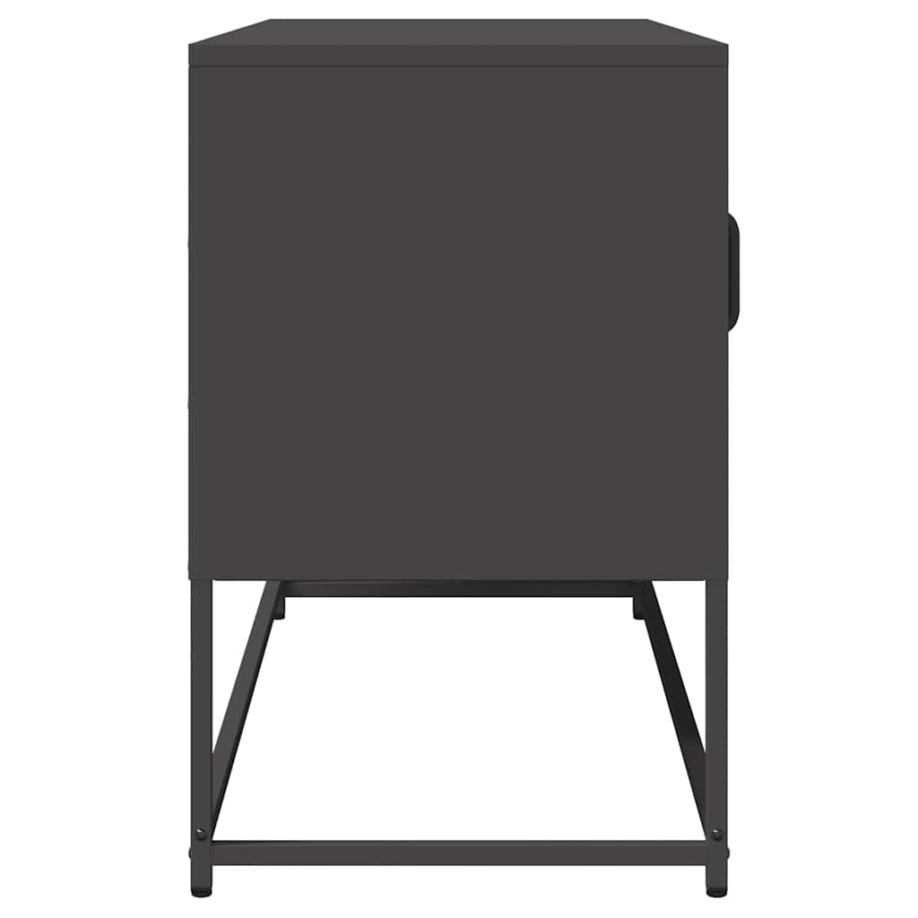 Mobile TV Nero 100,5x39x60,5 cm in Acciaio Laminato a Freddo