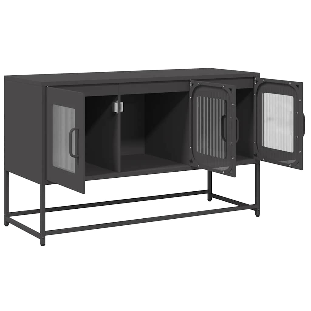 Mobile TV Nero 100,5x39x60,5 cm in Acciaio Laminato a Freddo