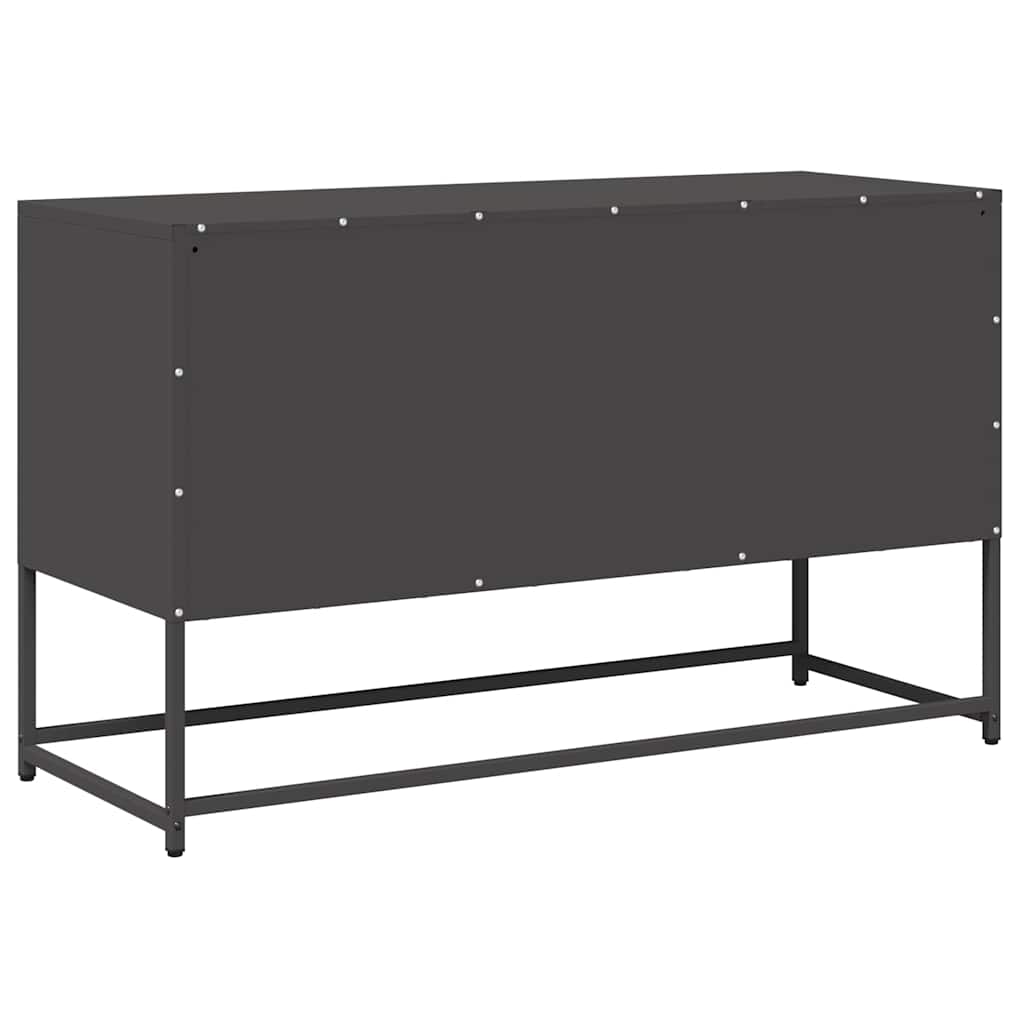 Mobile TV Nero 100,5x39x60,5 cm in Acciaio Laminato a Freddo