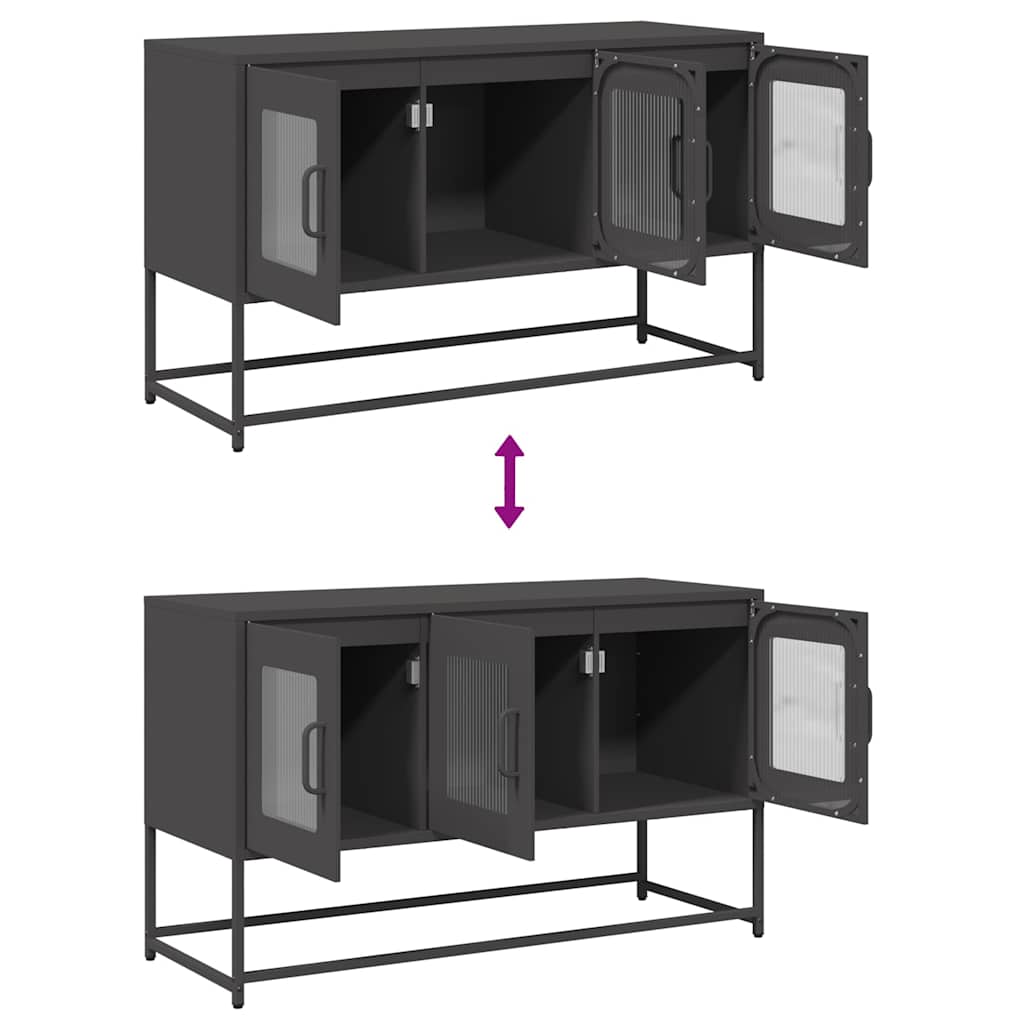 Mobile TV Nero 100,5x39x60,5 cm in Acciaio Laminato a Freddo