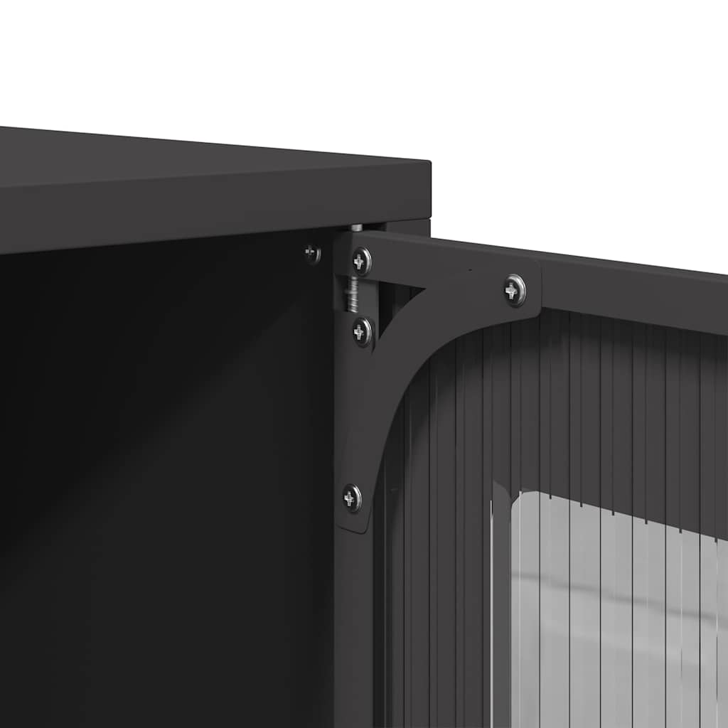 Mobile TV Nero 100,5x39x60,5 cm in Acciaio Laminato a Freddo