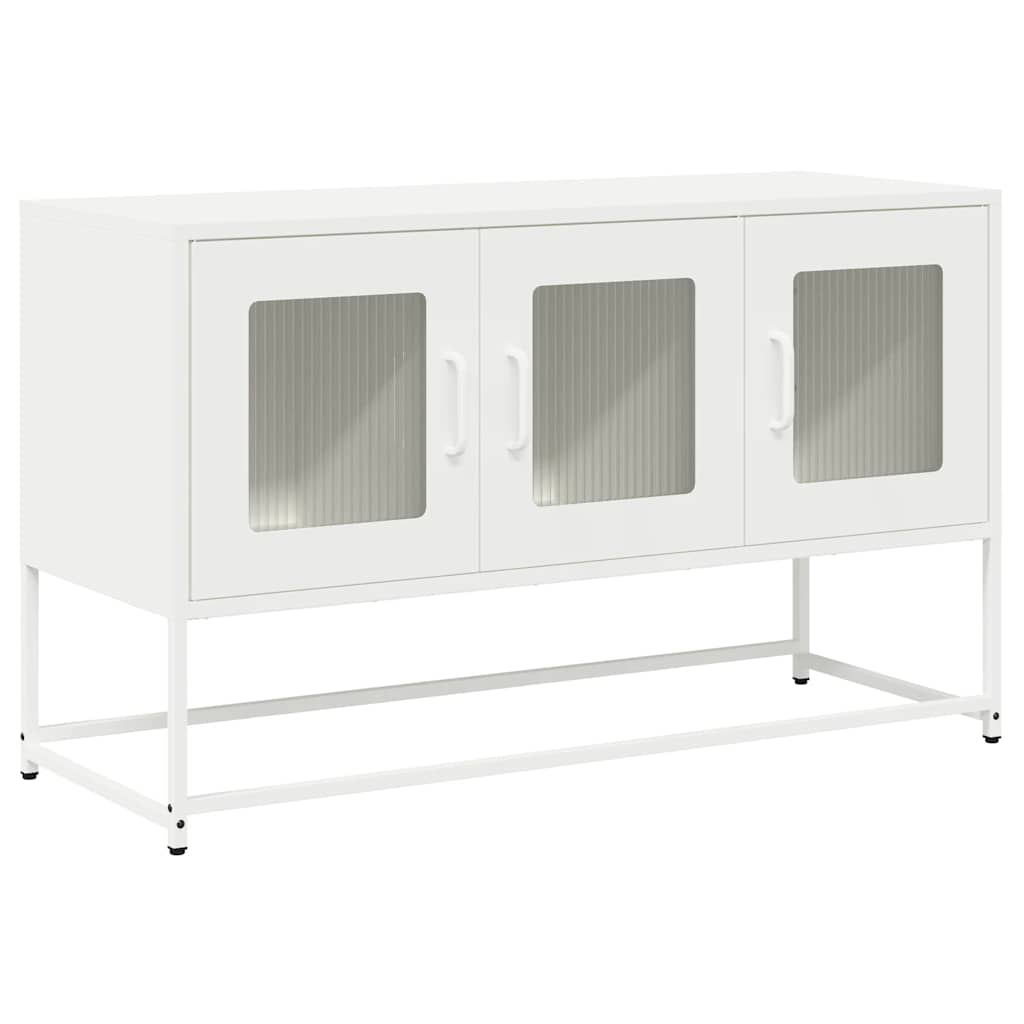 Mobile TV Bianco 100,5x39x60,5 cm in Acciaio Laminato a Freddo