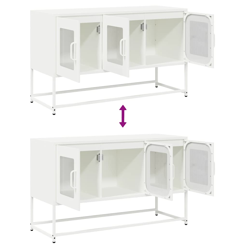Mobile TV Bianco 100,5x39x60,5 cm in Acciaio Laminato a Freddo