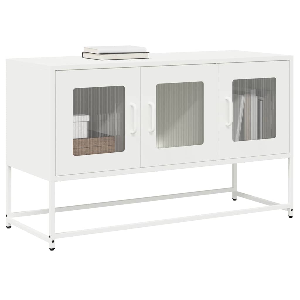 Mobile TV Bianco 100,5x39x60,5 cm in Acciaio Laminato a Freddo
