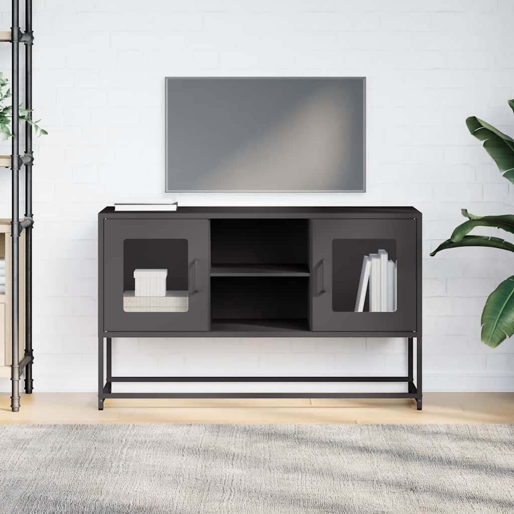 Mobile TV Nero 100,5x39x60,5 cm in Acciaio