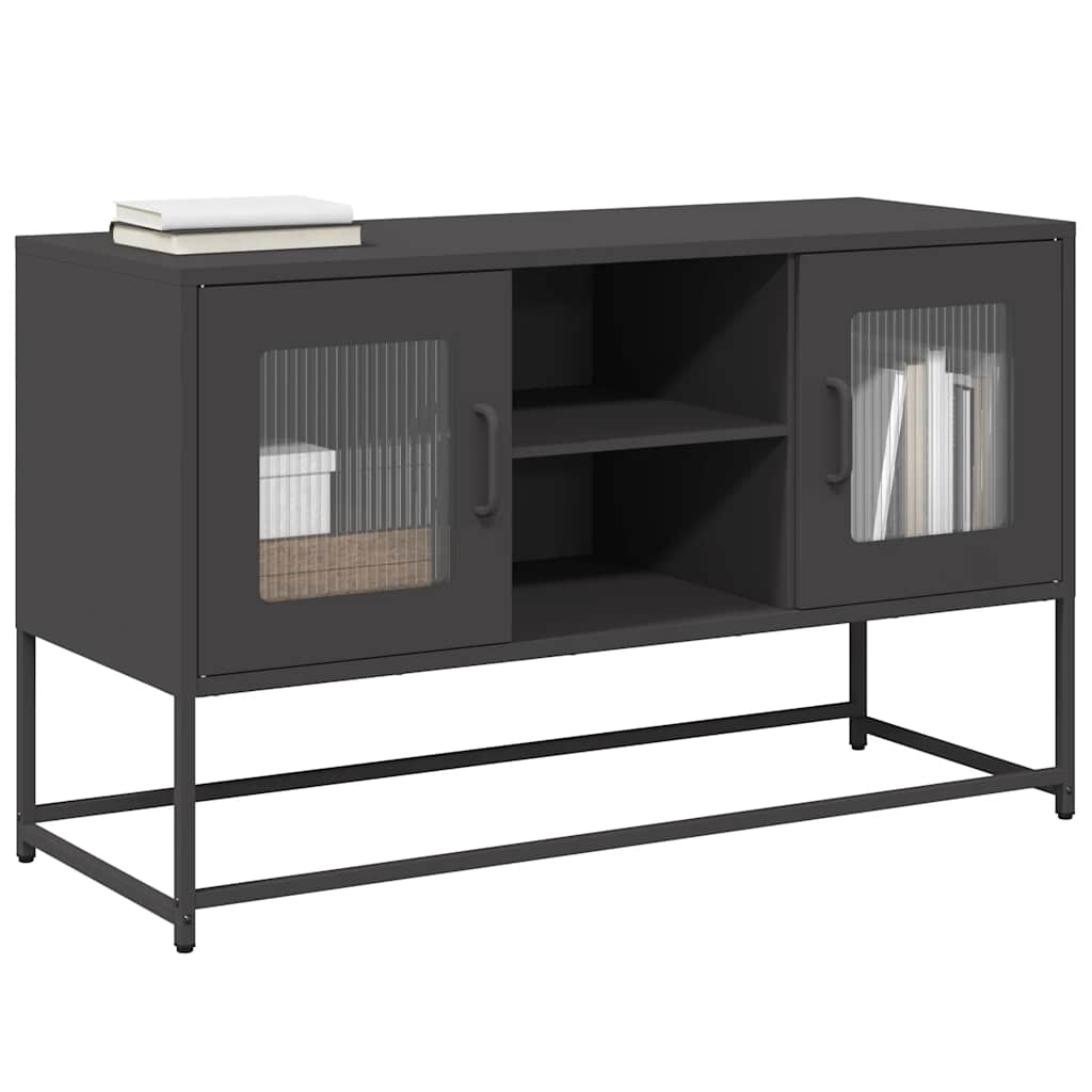 Mobile TV Nero 100,5x39x60,5 cm in Acciaio