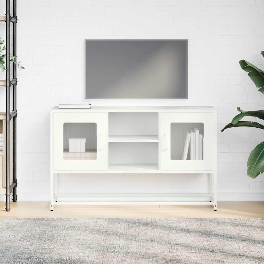 Mobile TV Bianco 100,5x39x60,5 cm in Acciaio