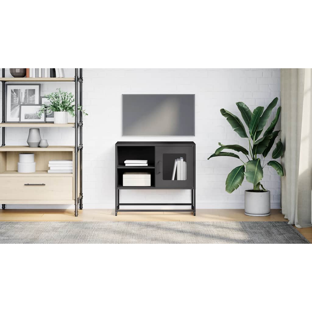 Mobile TV Nero 68x39x60,5 cm in Acciaio
