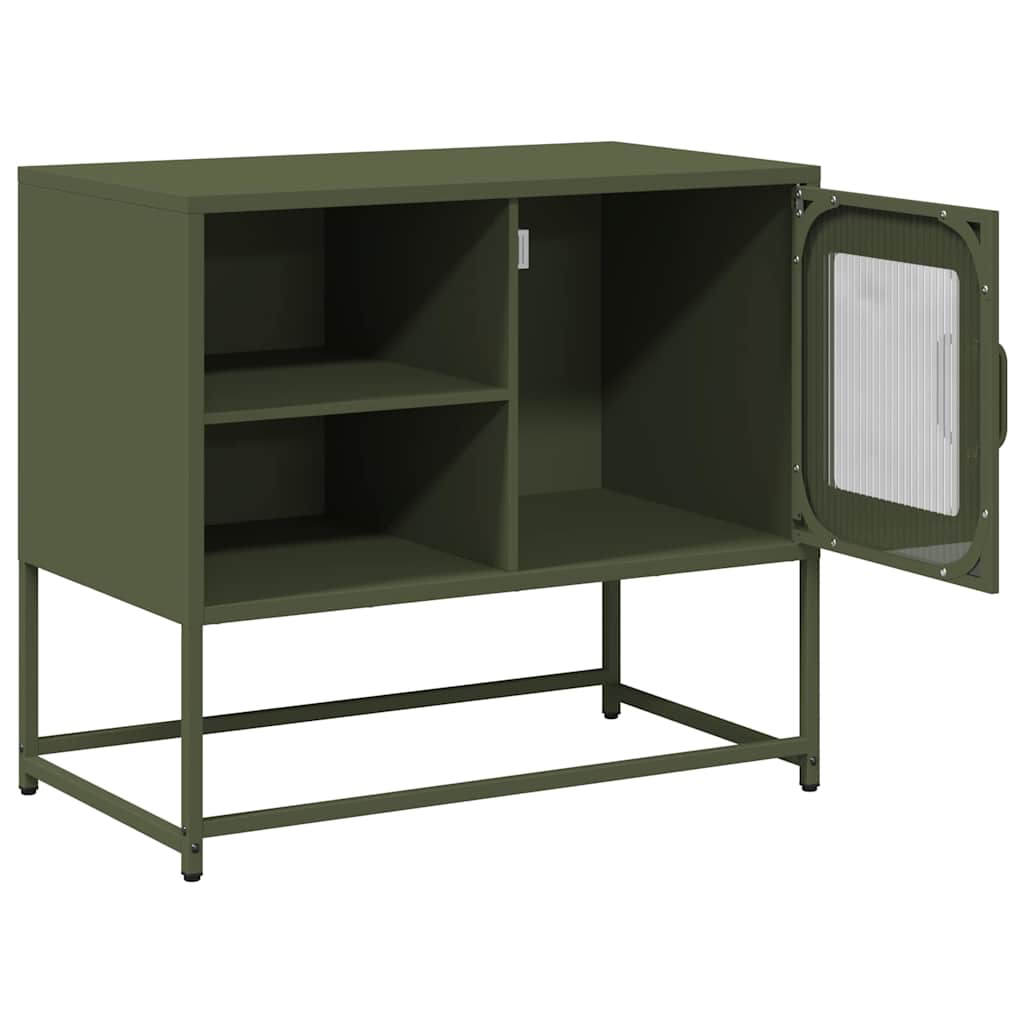 Mobile TV Verde Oliva 68x39x60,5 cm in Acciaio
