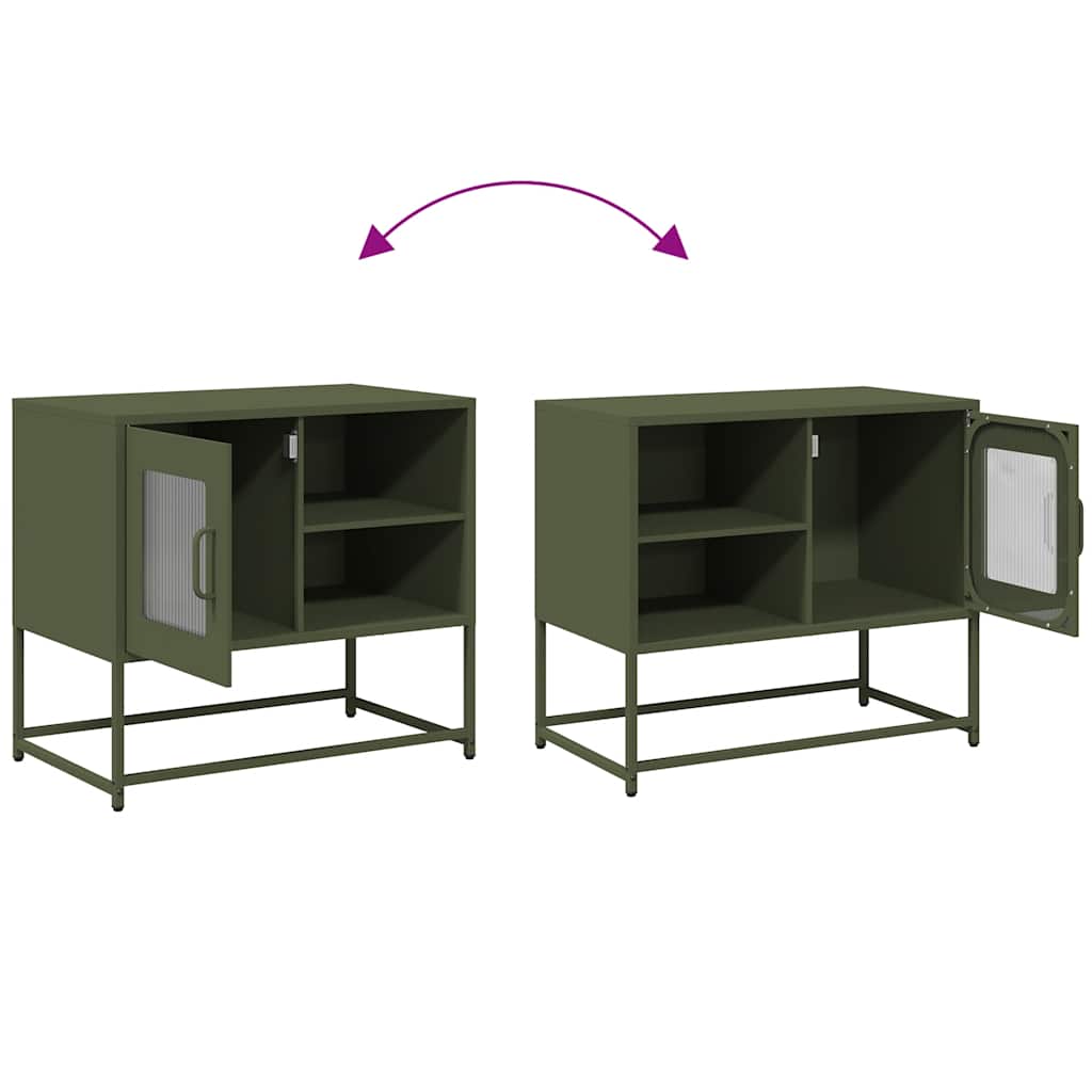 Mobile TV Verde Oliva 68x39x60,5 cm in Acciaio