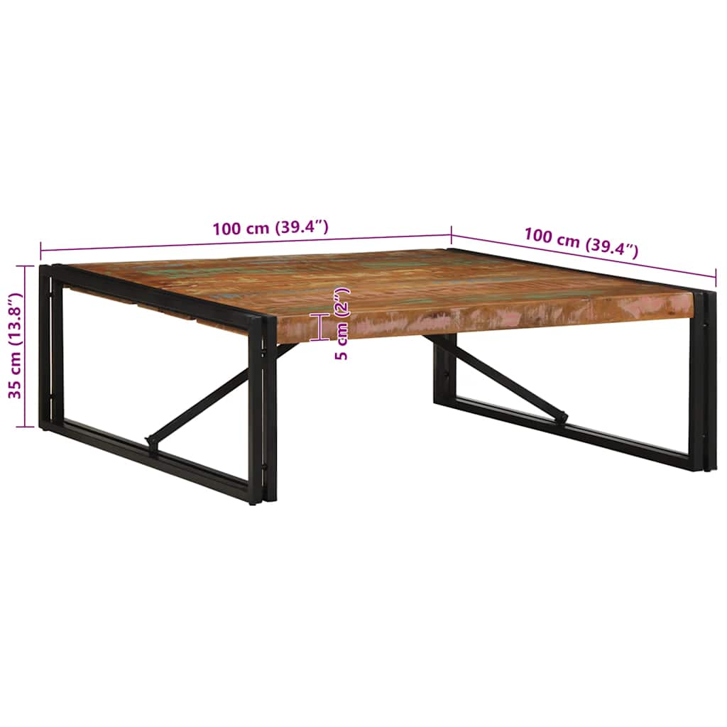 Tavolino Salotto Multicolore 100x100x35 cm Legno Recupero