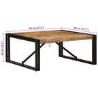 Tavolino 80x80x35 cm in Legno Massello di Mango Grezzo