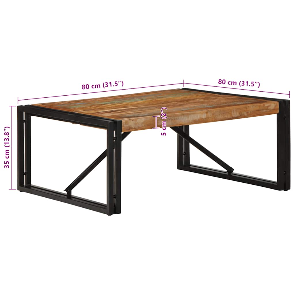 Tavolino Salotto Multicolore 80x80x35cm Legno Massello Recupero