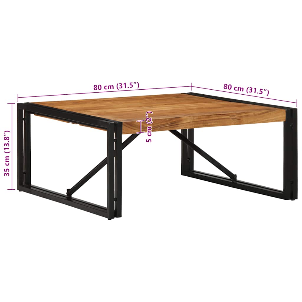 Tavolino Salotto 80x80x35 cm Legno Massello di Acacia
