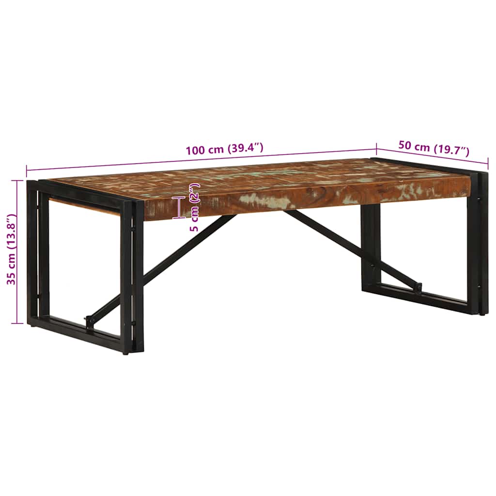 Tavolino Salotto Multicolore 100x50x35 cm Legno Recupero