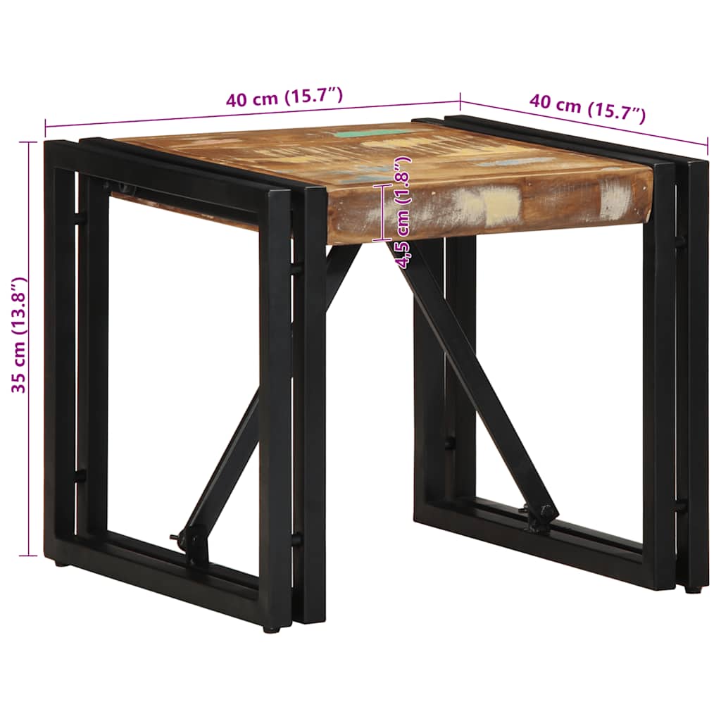 Tavolino Salotto Multicolore 40x40x35cm Legno Massello Recupero