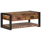 Tavolino Salotto Multicolore 90x50x38cm Legno Massello Recupero