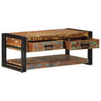 Tavolino Salotto Multicolore 90x50x38cm Legno Massello Recupero