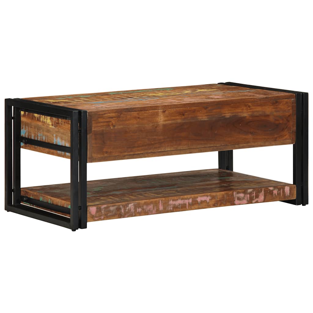 Tavolino Salotto Multicolore 90x50x38cm Legno Massello Recupero