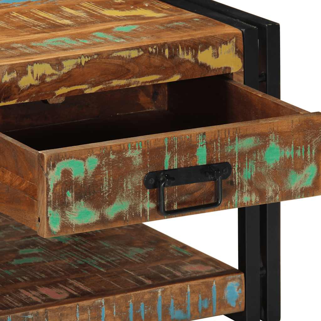 Tavolino Salotto Multicolore 90x50x38cm Legno Massello Recupero