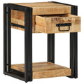 Comodino 40x35x50 cm in Legno Grezzo Massello di Mango