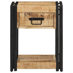 Comodino 40x35x50 cm in Legno Grezzo Massello di Mango