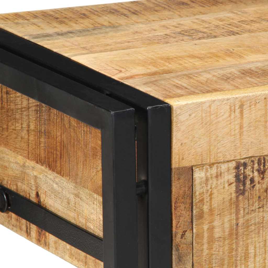 Comodino 40x35x50 cm in Legno Grezzo Massello di Mango
