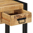 Comodino 40x35x50 cm in Legno Grezzo Massello di Mango