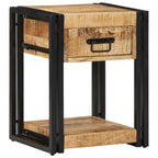 Comodino 40x35x50 cm in Legno Grezzo Massello di Mango