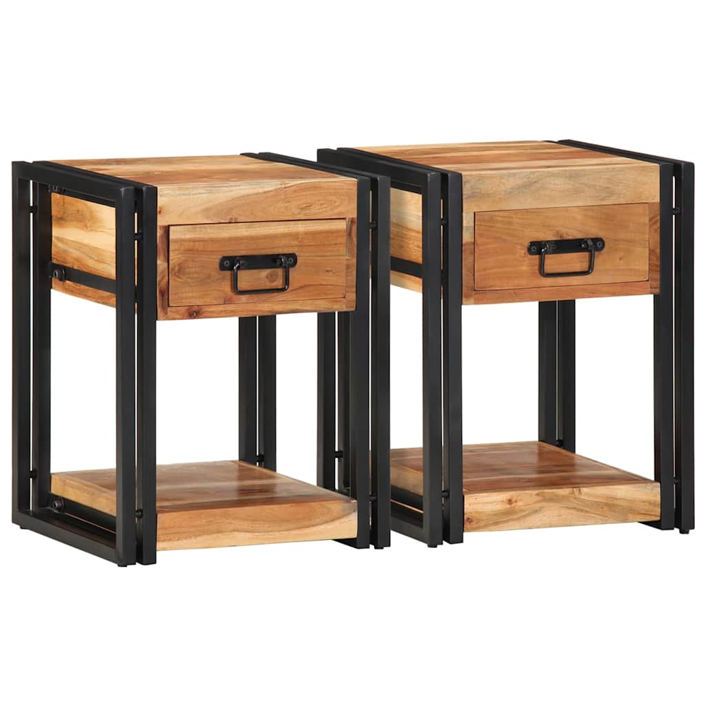 Armadio da Notte 2 pcs 40 x 35 x 50 cm Legno di Acacia Massello