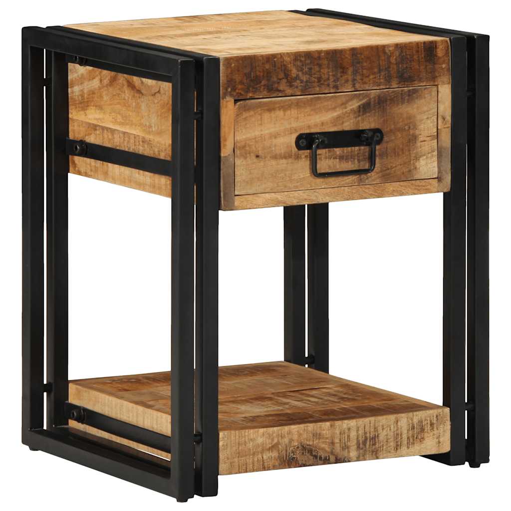 Comodino 40x40x50 cm in Legno Grezzo Massello di Mango