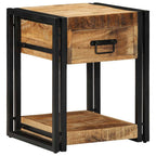 Comodino 40x40x50 cm in Legno Grezzo Massello di Mango