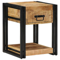 Comodini 2 pz 40x40x50 cm in Legno Massello di Mango Grezzo