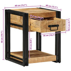 Comodini 2 pz 40x40x50 cm in Legno Massello di Mango Grezzo