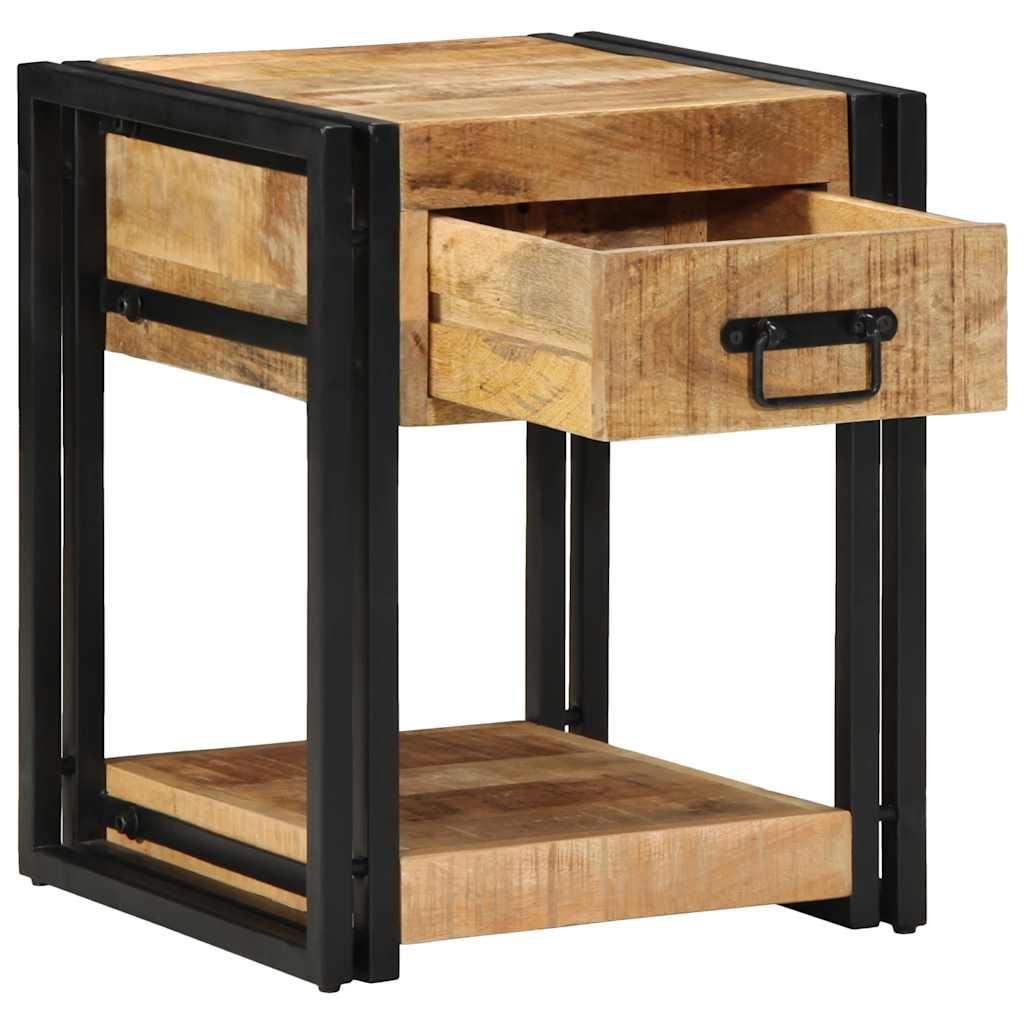 Comodini 2 pz 40x40x50 cm in Legno Massello di Mango Grezzo