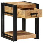 Comodini 2 pz 40x40x50 cm in Legno Massello di Mango Grezzo