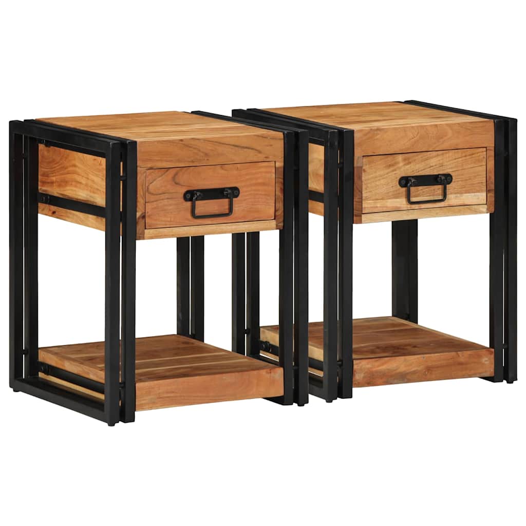 Armadio da Notte 2 pcs 40 x 40 x 50 cm Legno di Acacia Massello