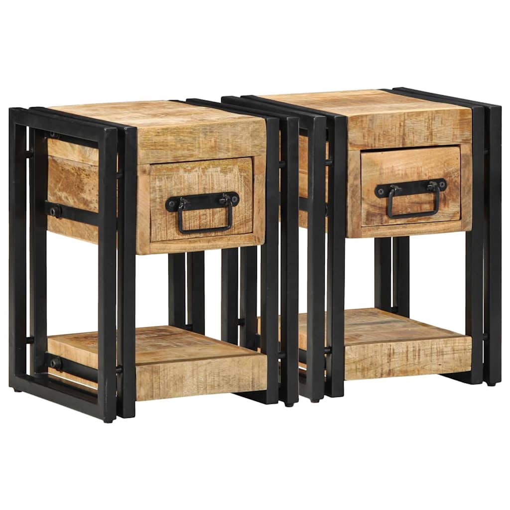 Armadio da Notte 2 pcs 30 x 30 x 40 cm Legno di mango massello