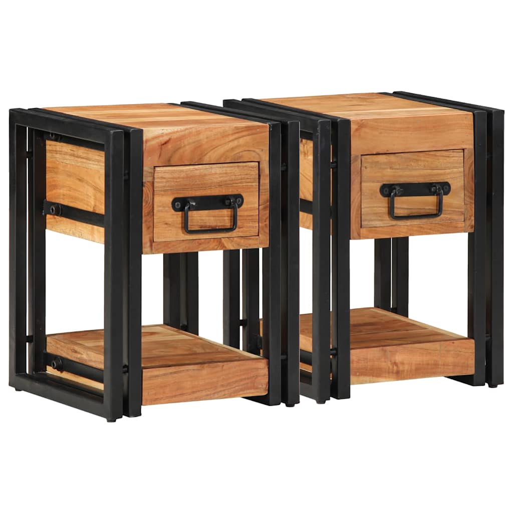 Armadio da Notte 2 pcs 30 x 30 x 40 cm Legno di Acacia Massello