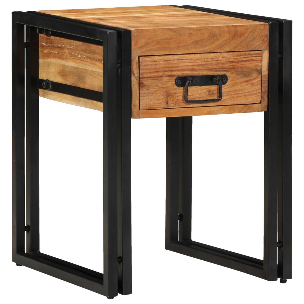 Tavolino con cassetto 40 x 40 x 50 cm Legno di Acacia Massello