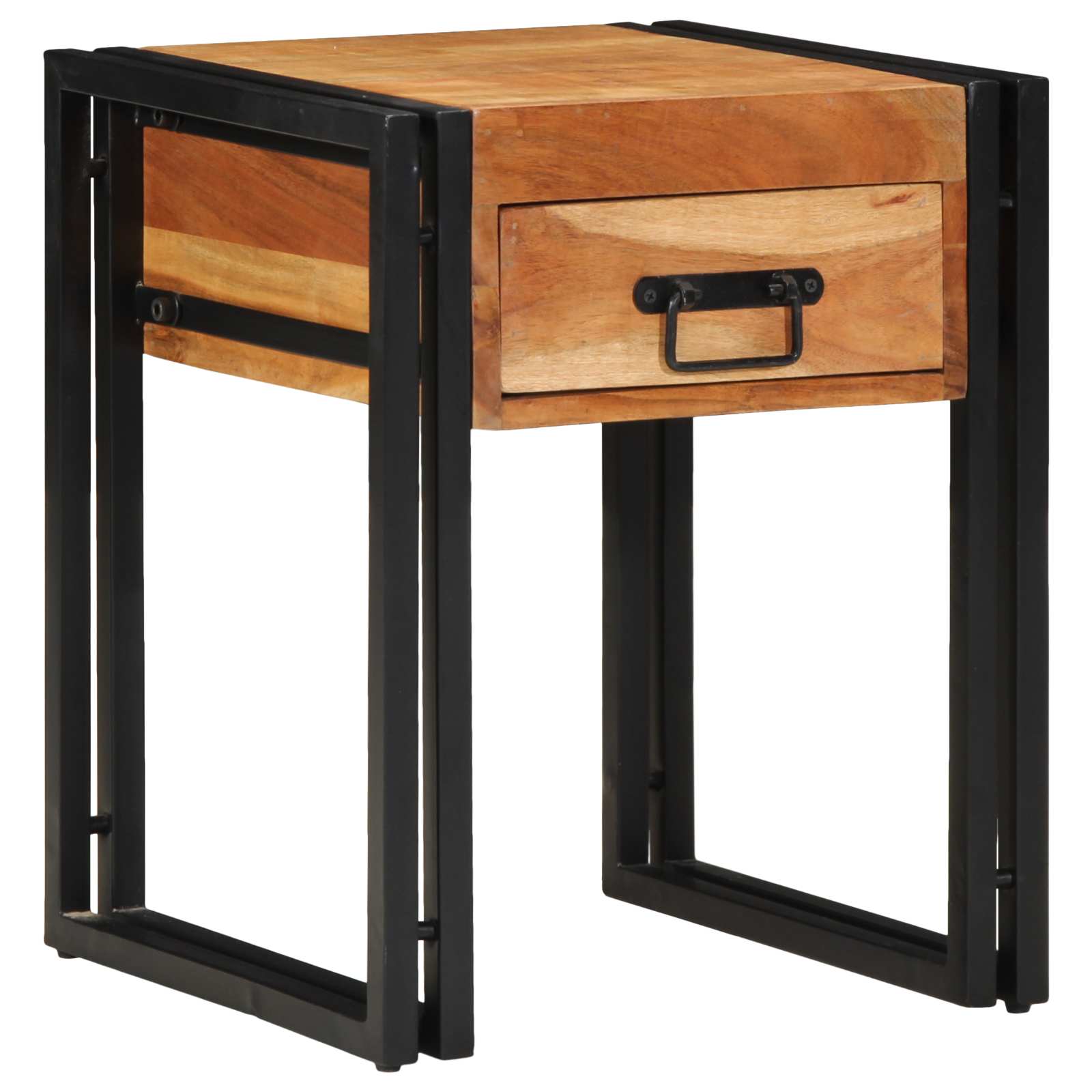 Tavolino con cassetto 40 x 40 x 50 cm Legno di Acacia Massello