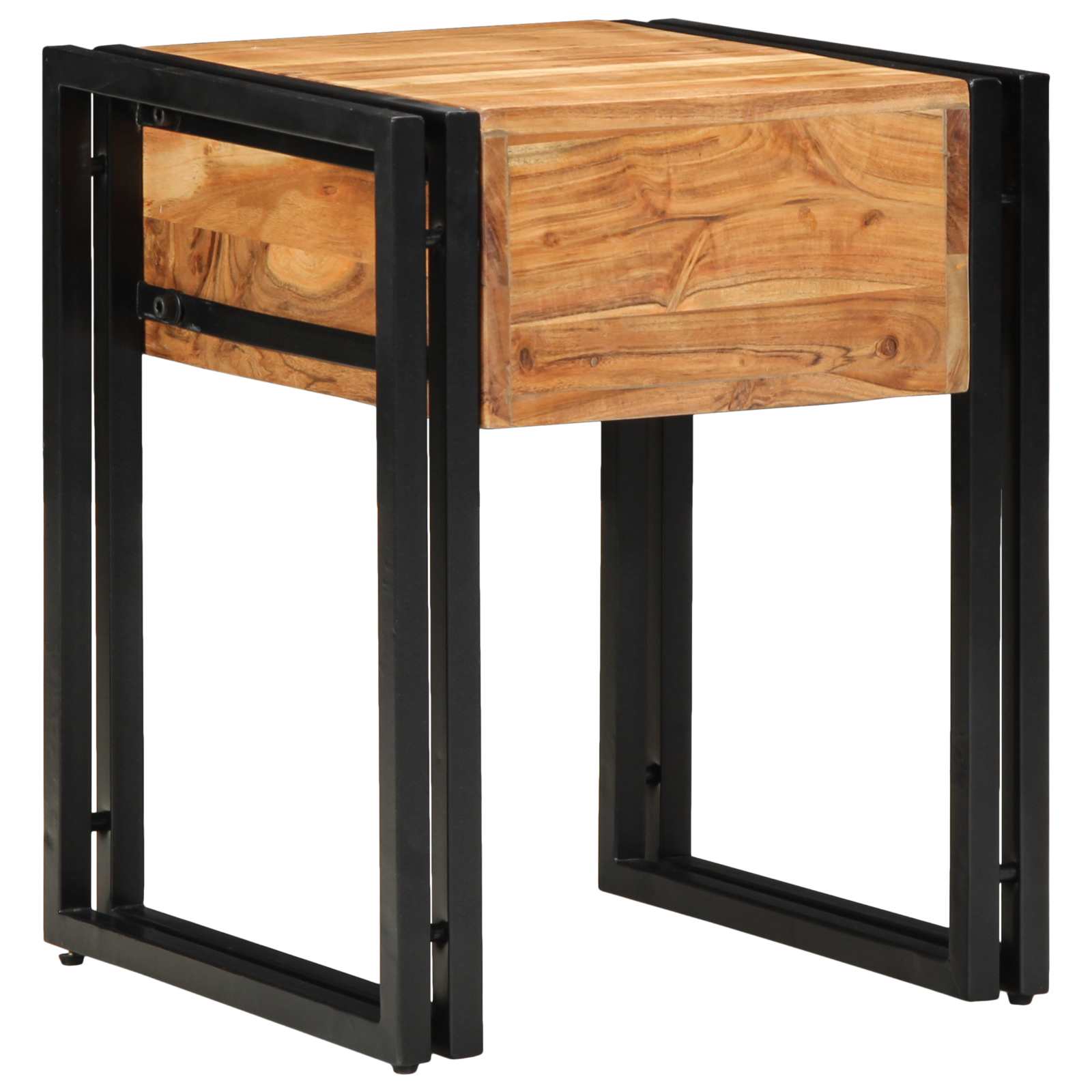 Tavolino con cassetto 40 x 40 x 50 cm Legno di Acacia Massello