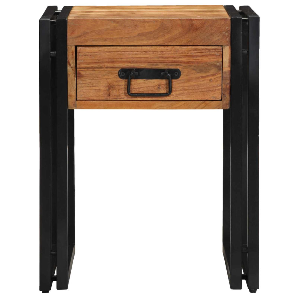 Tavolino con cassetto 40 x 40 x 50 cm Legno di Acacia Massello
