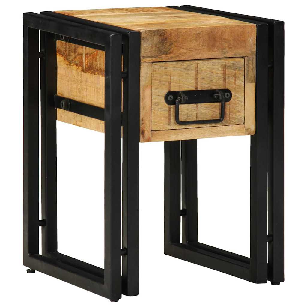 Tavolino Marrone e Nero 30 x 30 x 40 cm Legno di mango massello