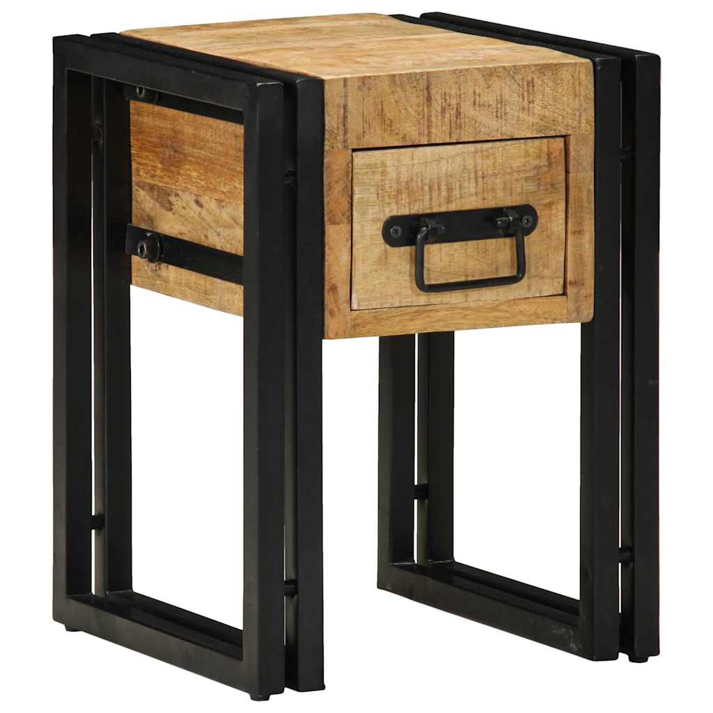 Tavolino Marrone e Nero 30 x 30 x 40 cm Legno di mango massello