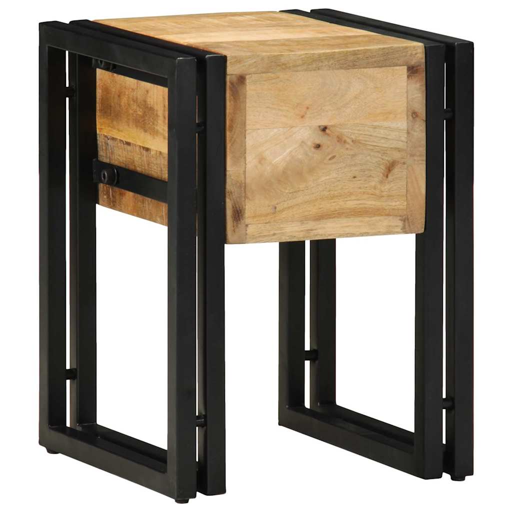 Tavolino Marrone e Nero 30 x 30 x 40 cm Legno di mango massello