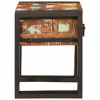 Tavolino con cassetto 30 x 30 x 40 cm Legno Recuperato Massello