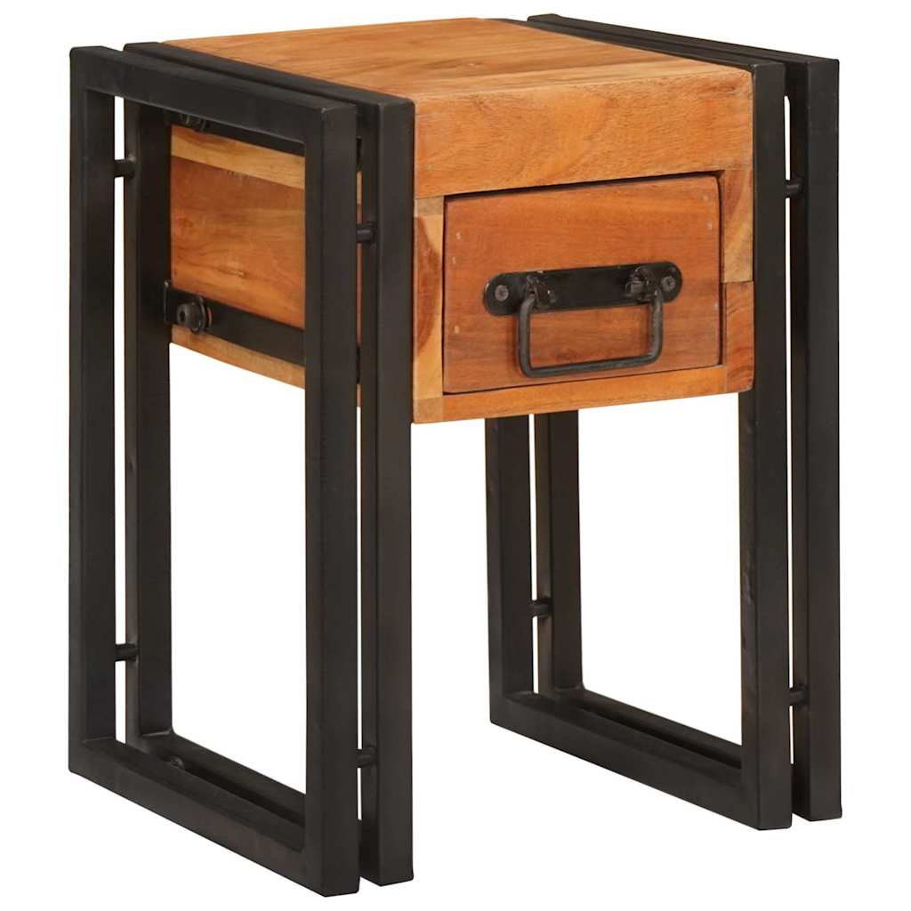 Tavolino con cassetto 30 x 30 x 40 cm Legno di Acacia Massello